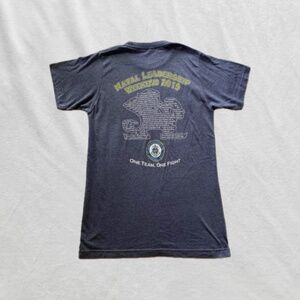 navy blue and white Notre Dame naval ROTC shirt
